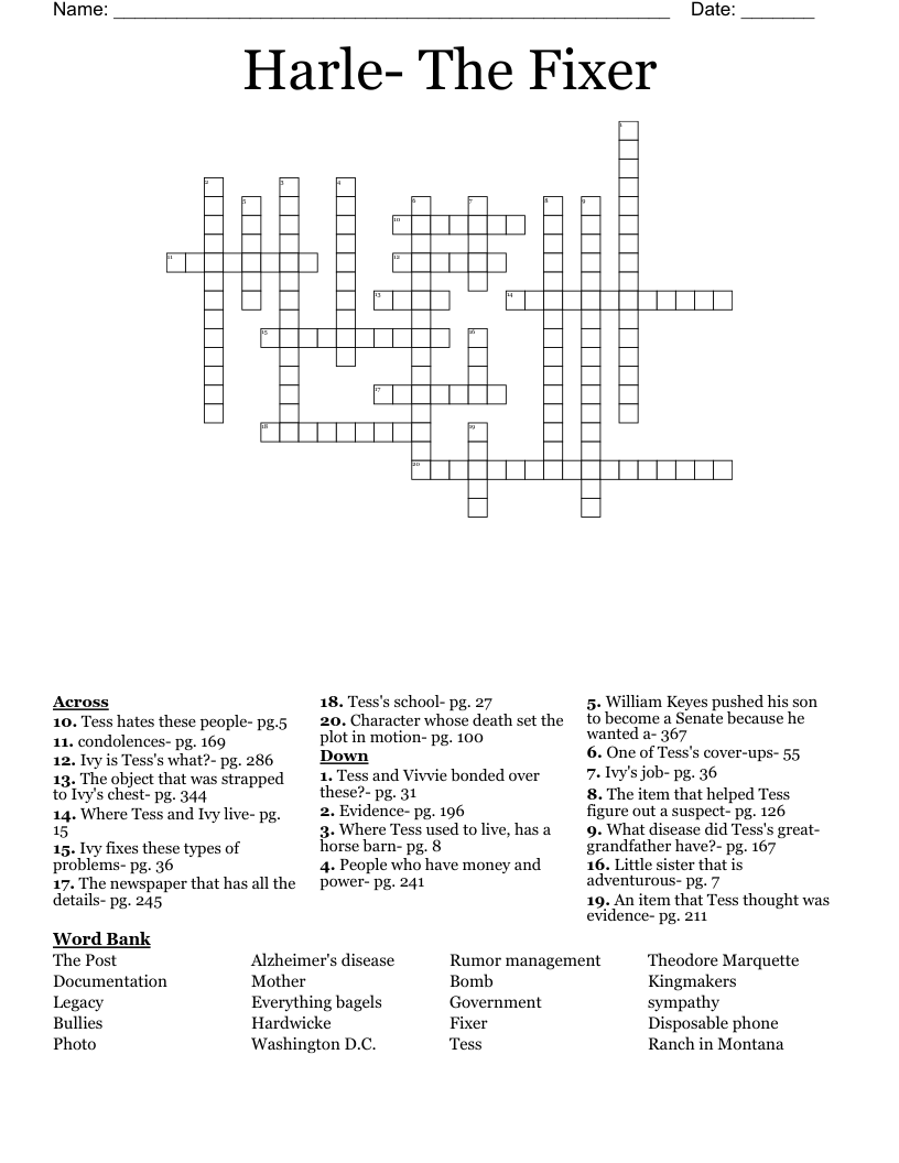 Harle- The Fixer  Crossword