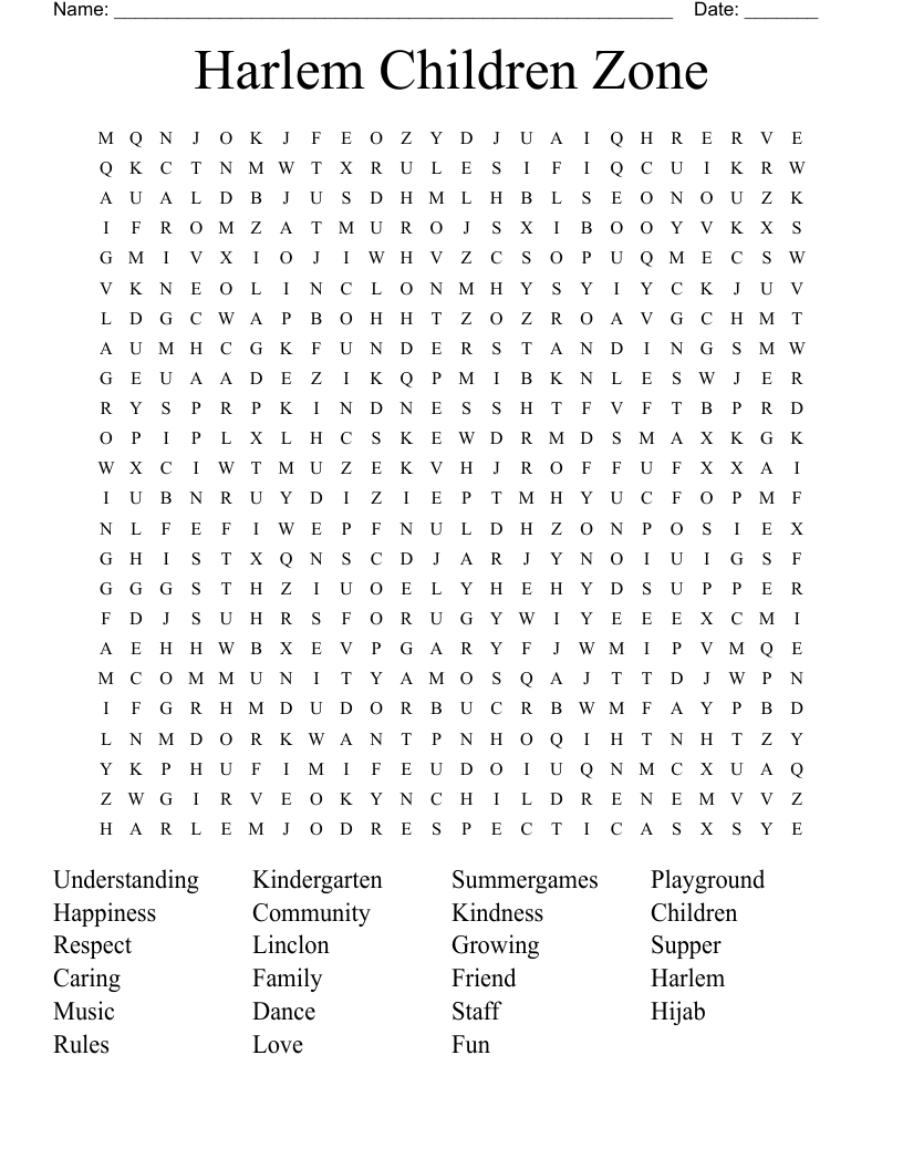 Harlem Children Zone  Word Search