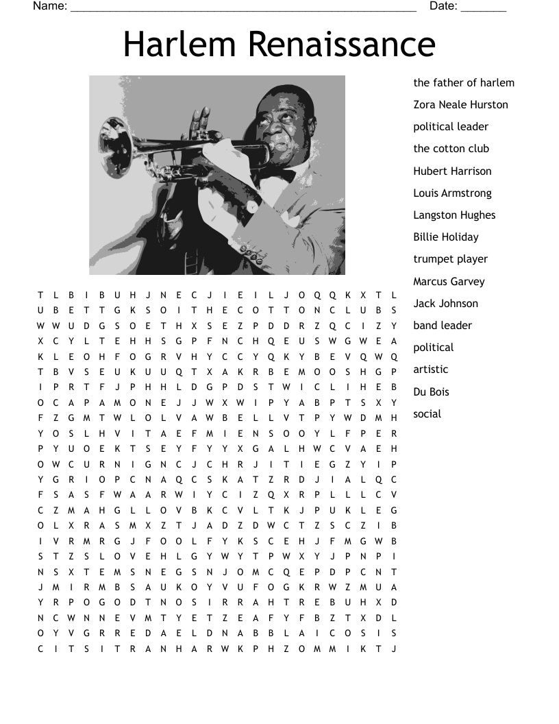 Harlem Renaissance  Word Search