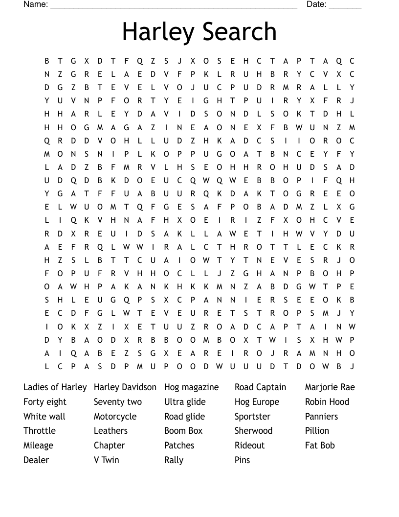 Harley Search Word Search