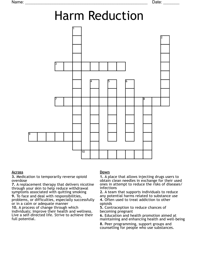 Harm Reduction Crossword