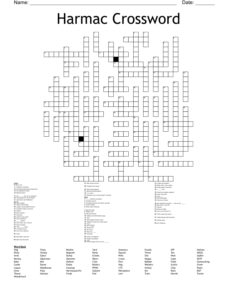Harmac Crossword 