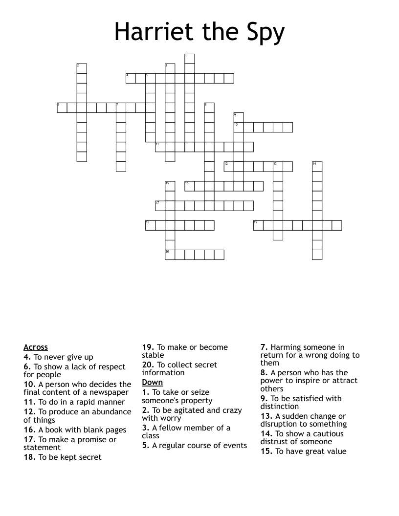 Harriet the Spy Crossword