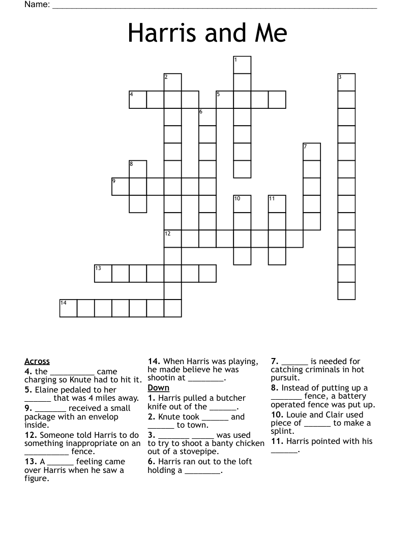 Harris and Me Crossword