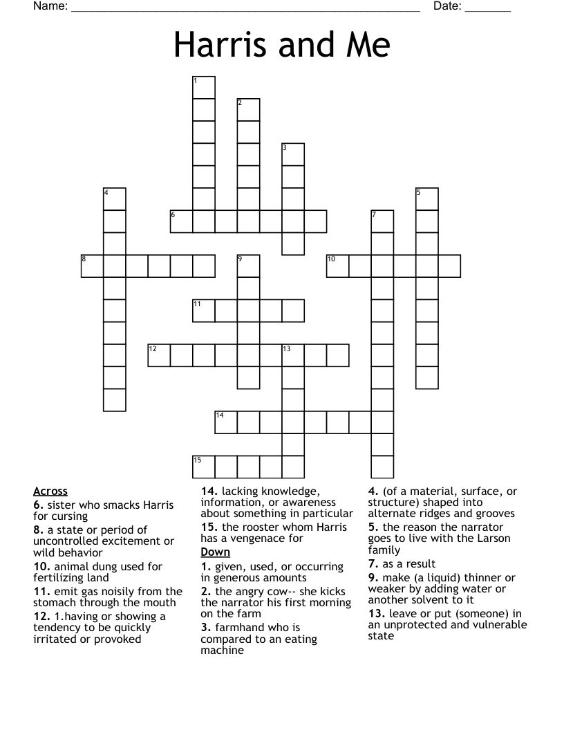 Harris and Me Crossword