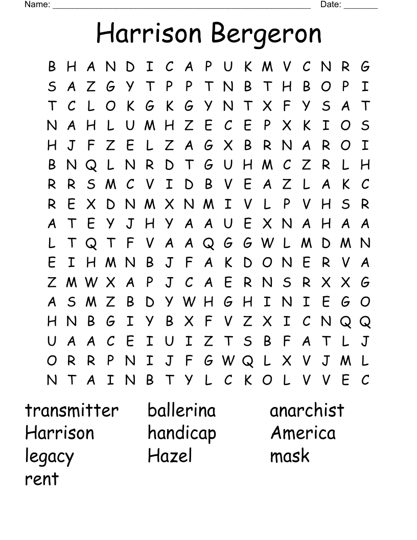 Harrison Bergeron Word Search