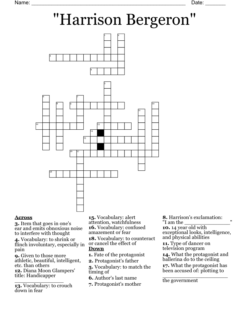 "Harrison Bergeron" Crossword