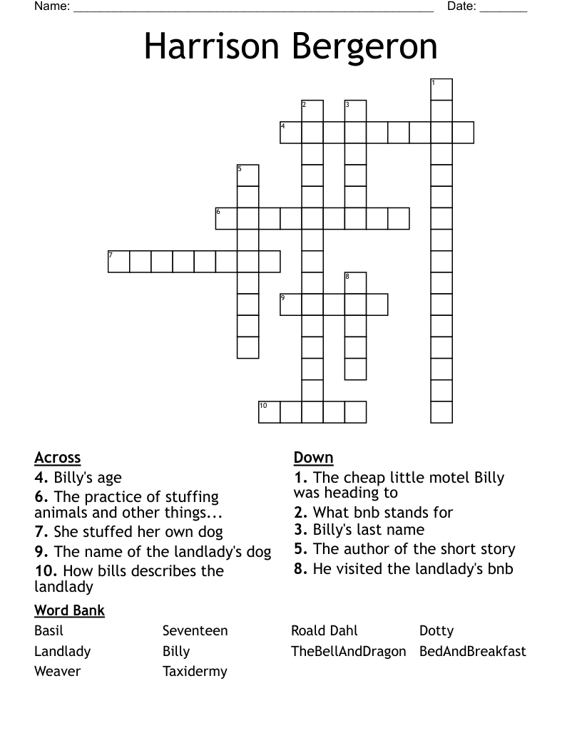 Harrison Bergeron Crossword