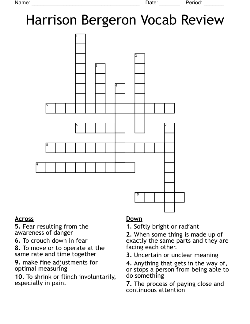 Harrison Bergeron Vocab Review Crossword