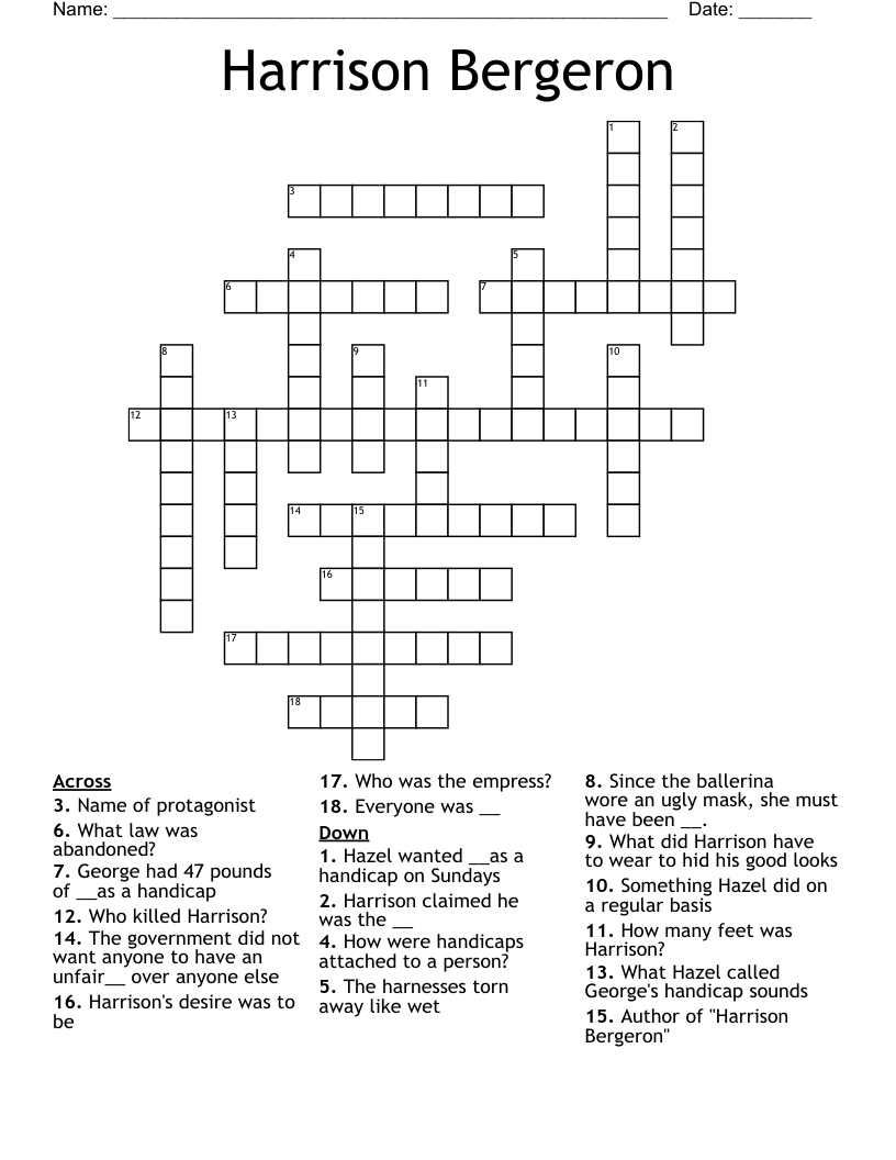 Harrison Bergeron  Crossword
