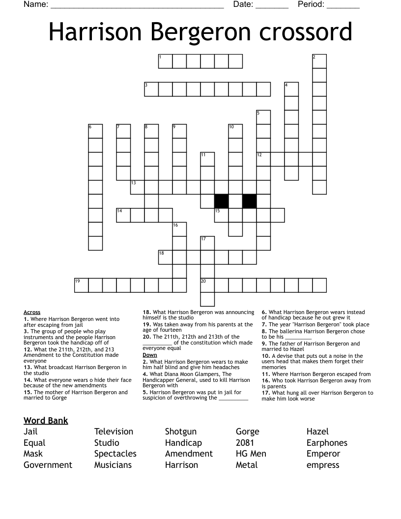 Harrison Bergeron crossord Crossword
