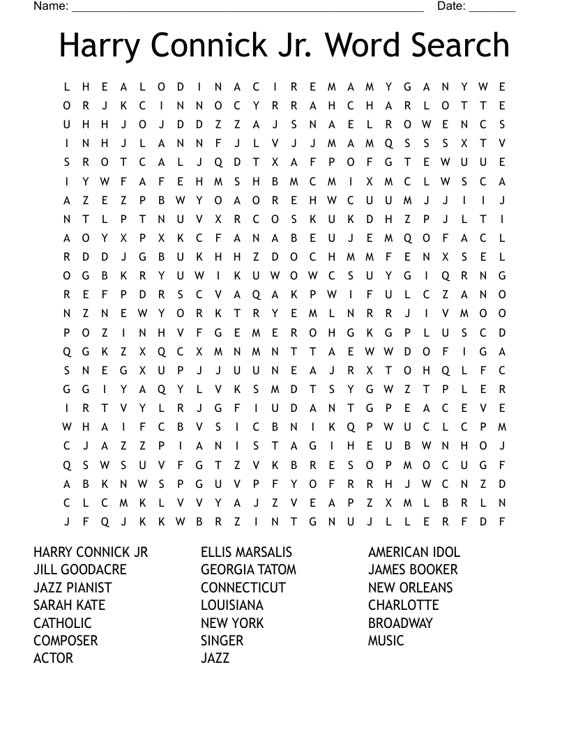 Harry Connick Jr. Word Search
