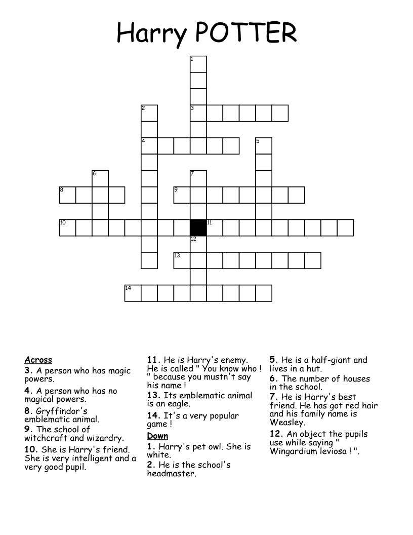 Harry POTTER Crossword