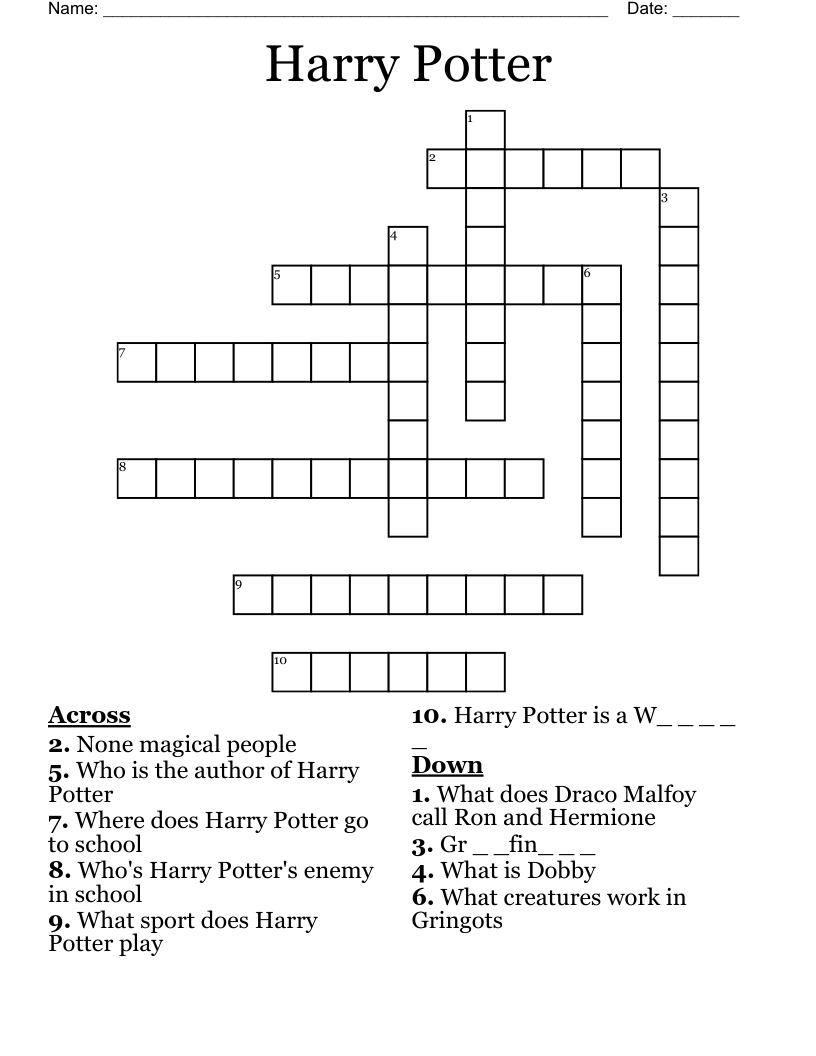 Harry Potter Crossword