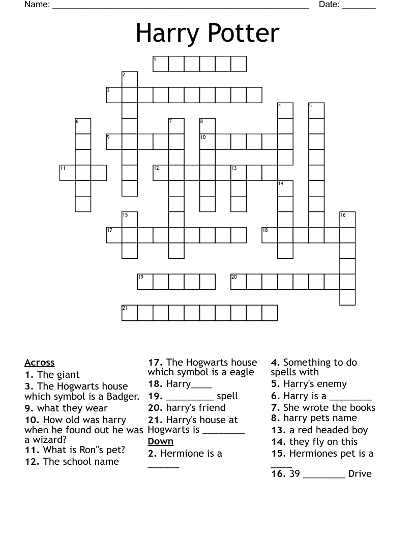 Harry Potter Crossword