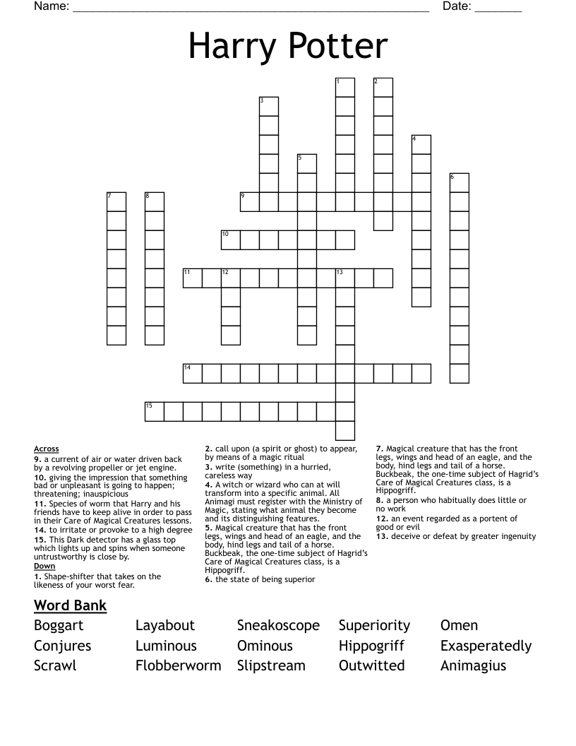 Harry Potter Crossword