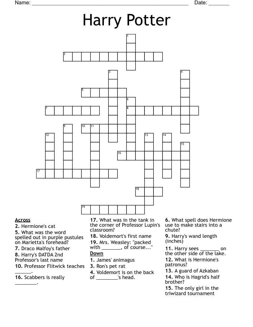 Harry Potter Crossword