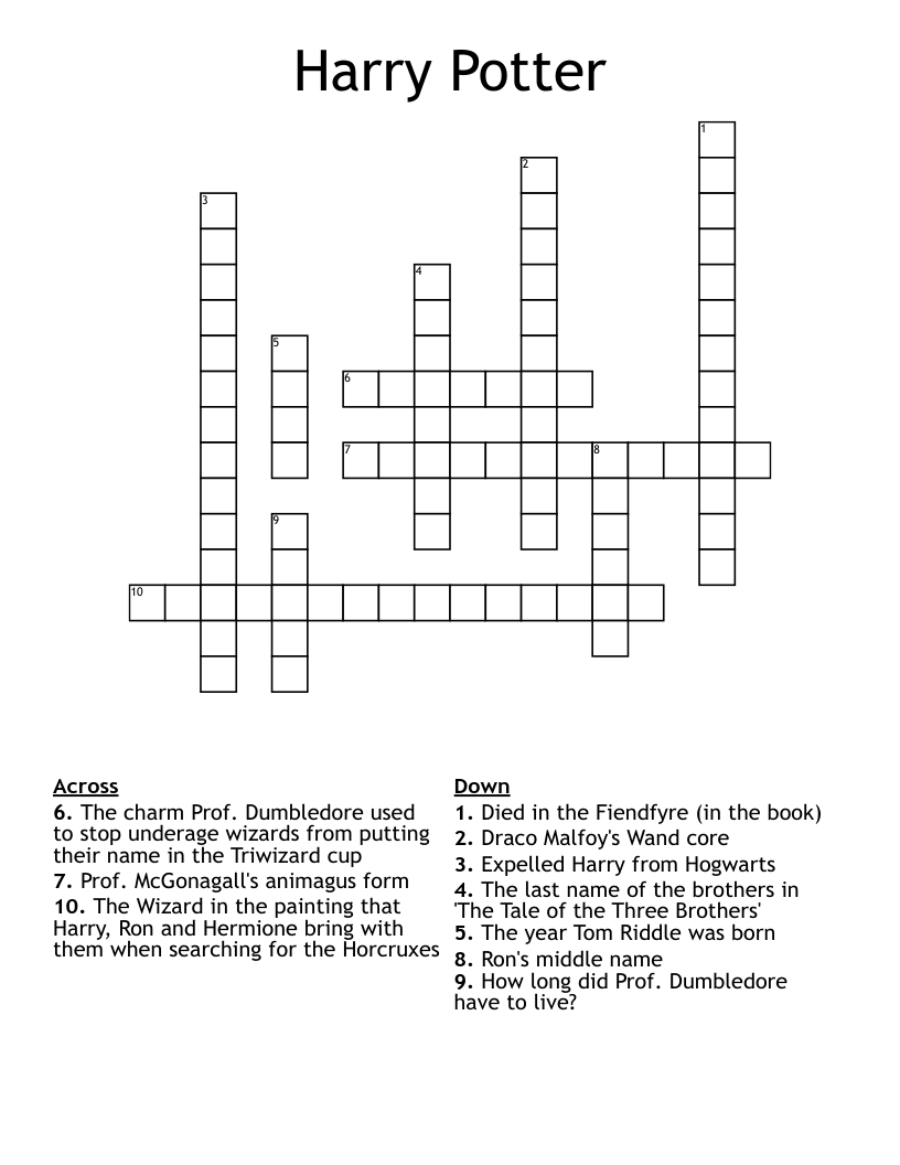 Harry Potter Crossword
