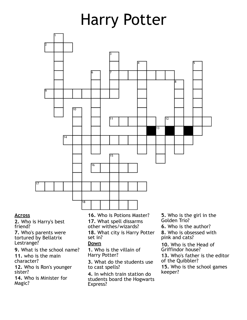 Harry Potter Crossword