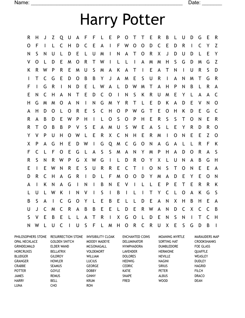 Harry Potter Word Search