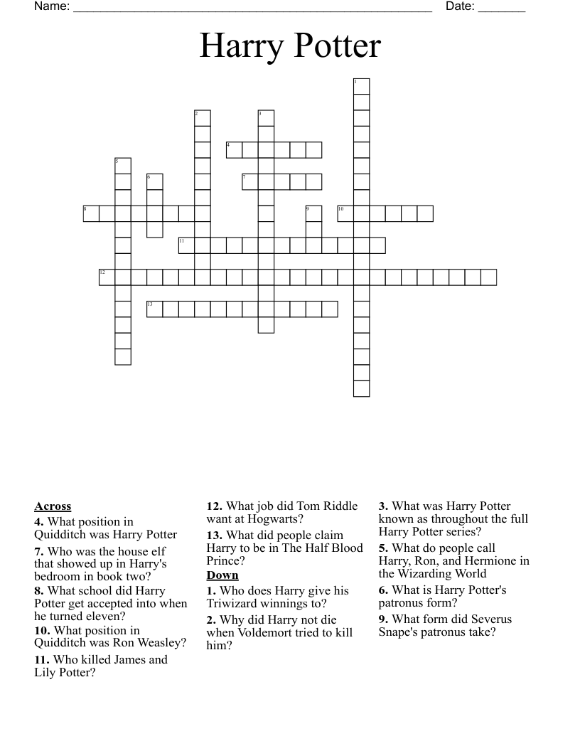 Harry Potter Crossword