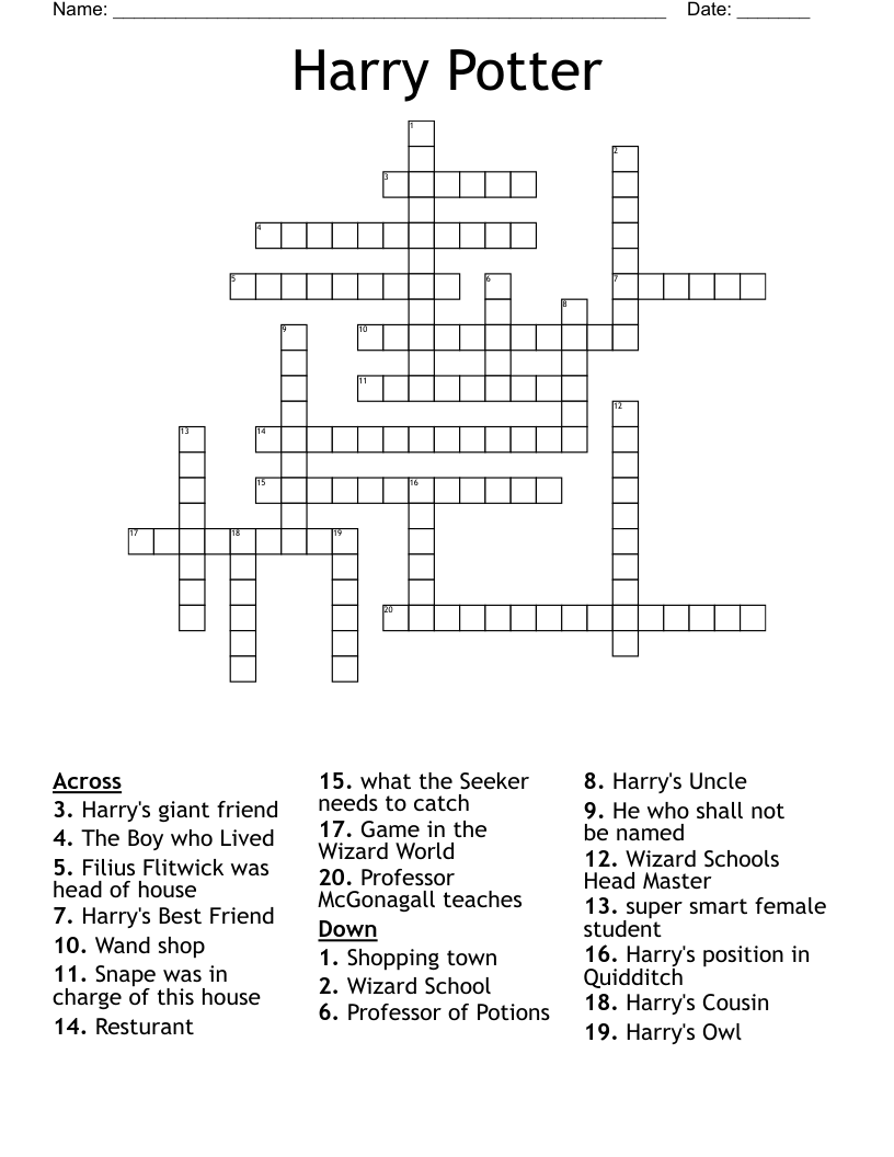 Harry Potter Crossword