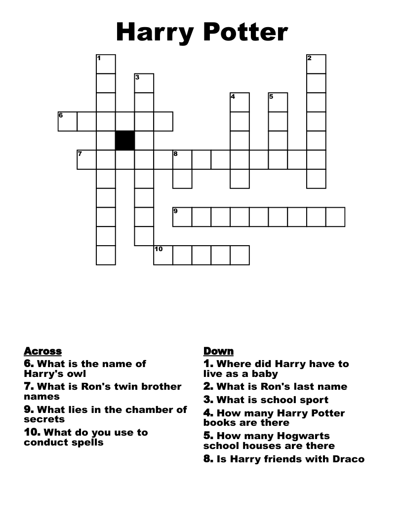 Harry Potter Crossword