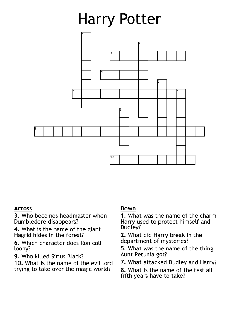 Harry Potter Crossword