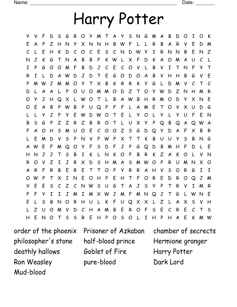 Harry Potter Word Search