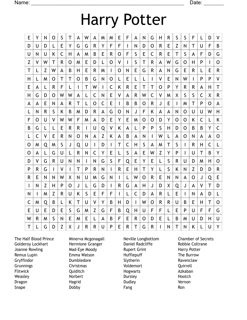 Harry Potter Word Search