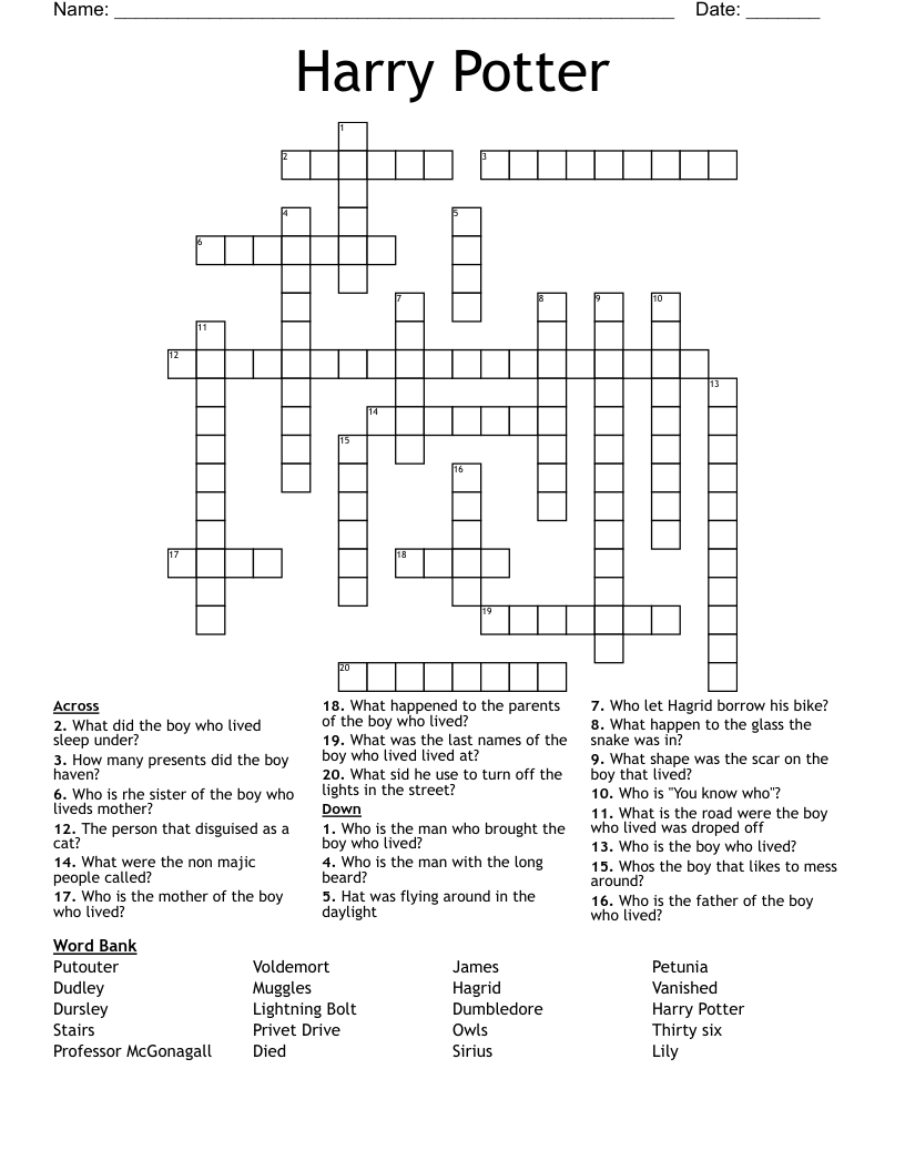 Harry Potter Crossword