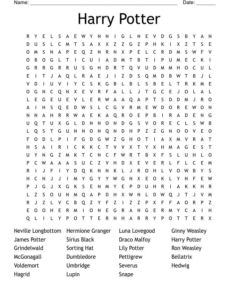 Harry Potter Word Search