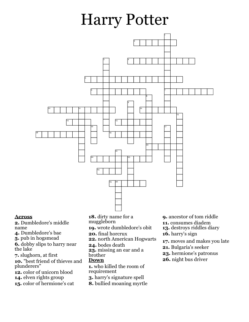 Harry Potter Crossword