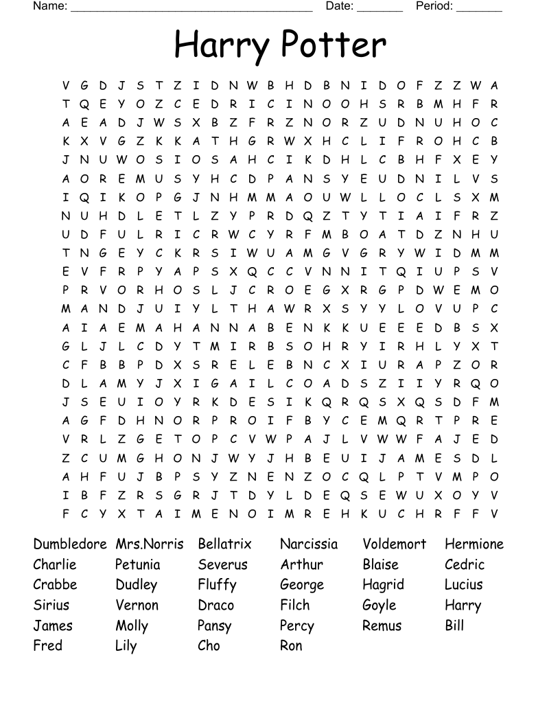 Harry Potter Word Search