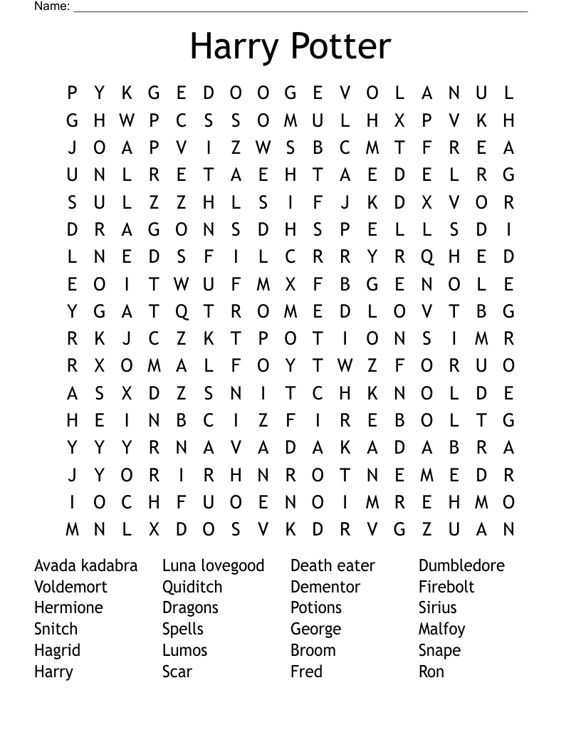 Harry Potter Word Search