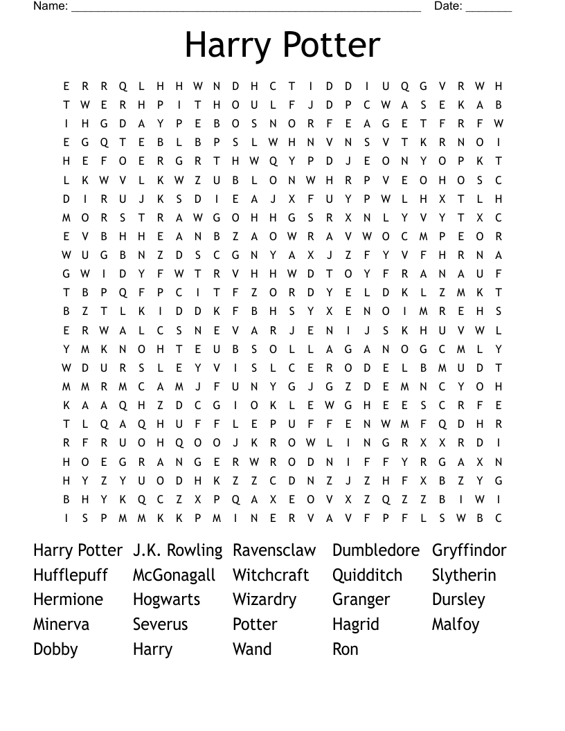 Harry Potter Word Search