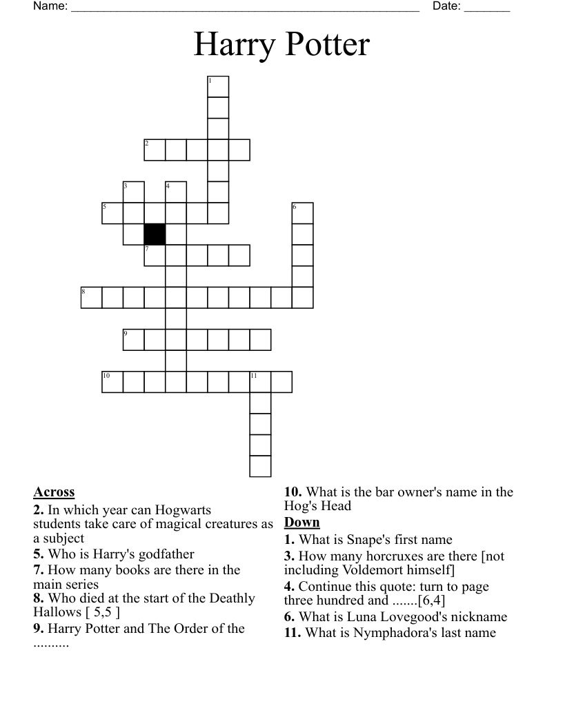 Harry Potter Crossword