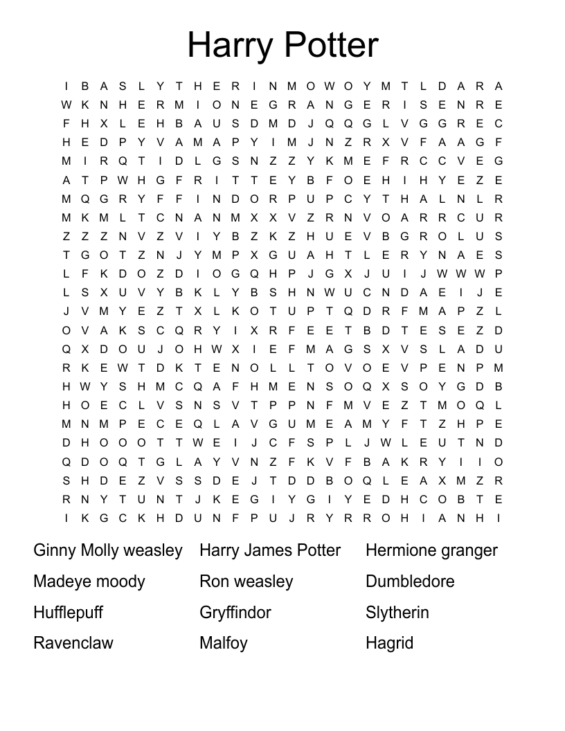 Harry Potter Word Search