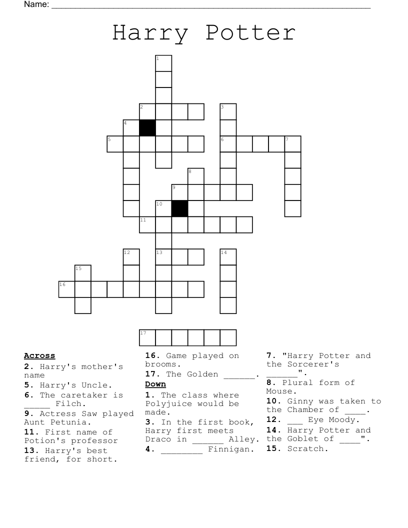 Harry Potter Crossword