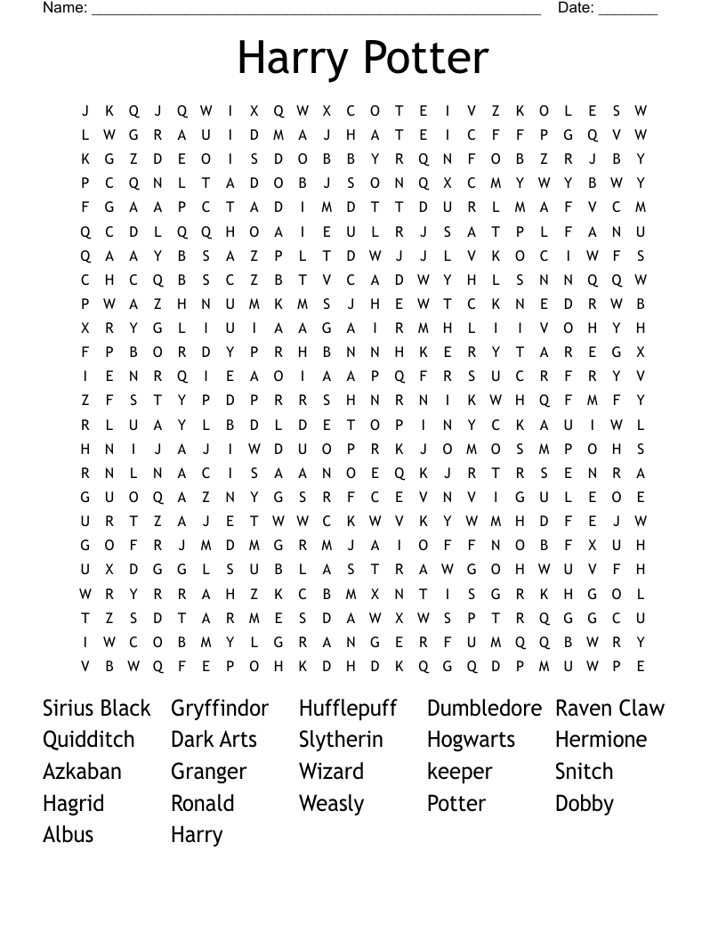 Harry Potter Word Search