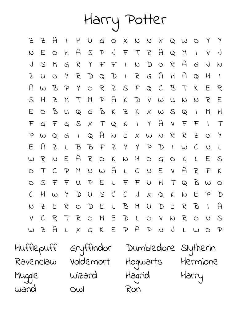 Harry Potter Word Search