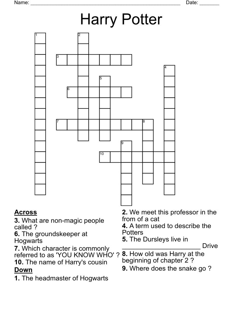 Harry Potter Crossword