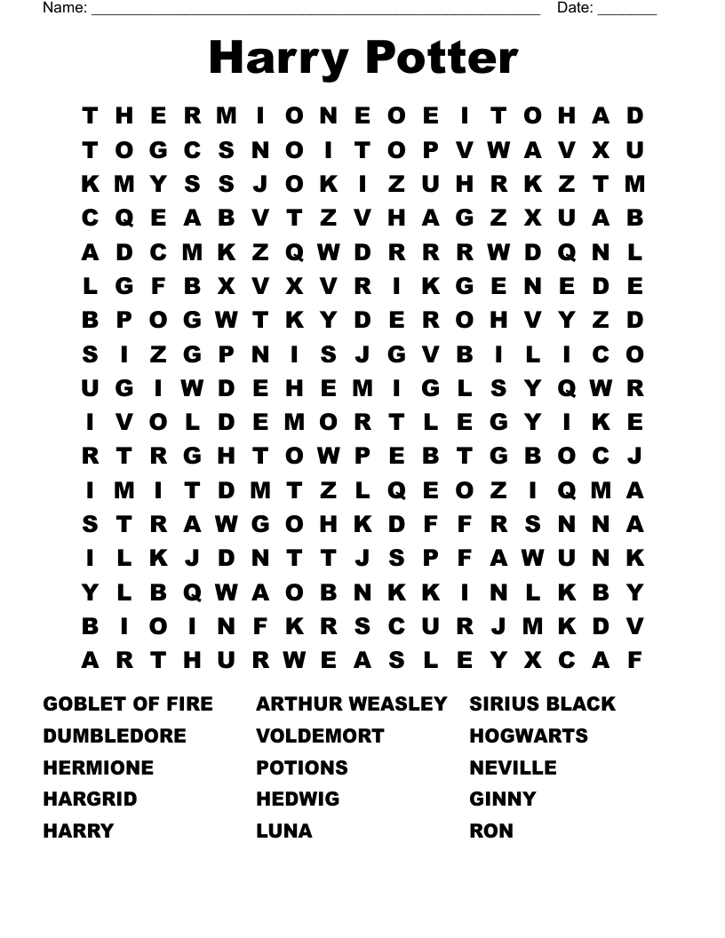 Harry Potter Word Search