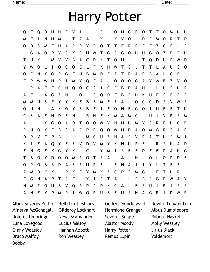 Harry Potter Word Search