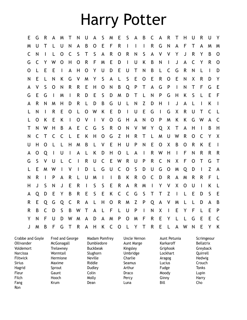 Harry Potter Word Search