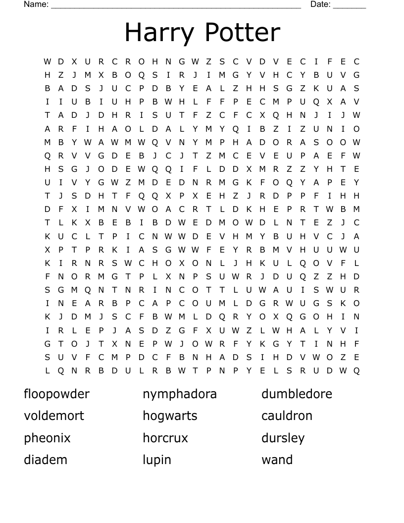 Harry Potter Word Search