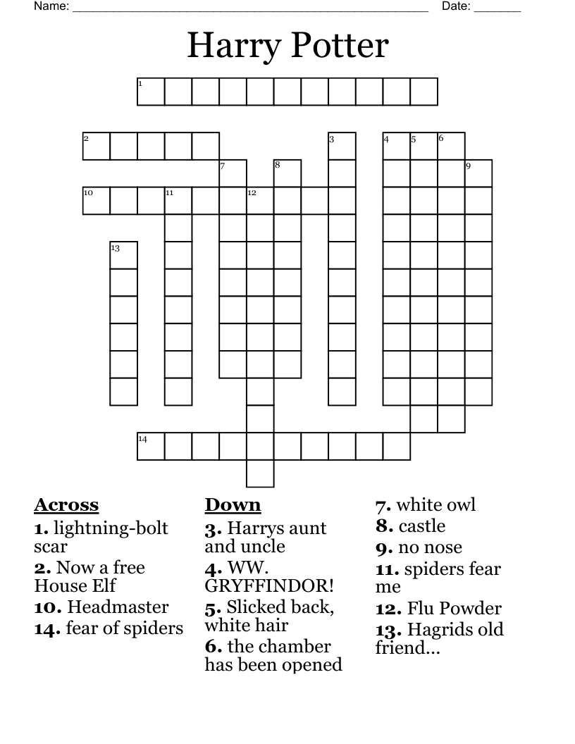 Harry Potter Crossword