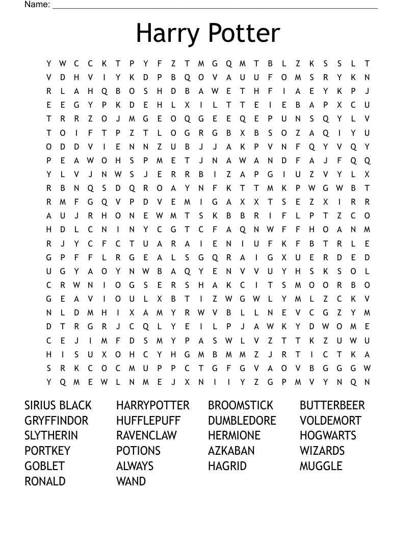 Harry Potter Word Search