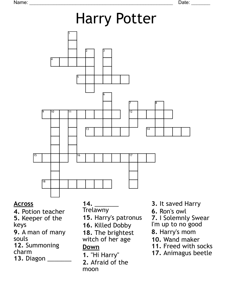 Harry Potter Crossword
