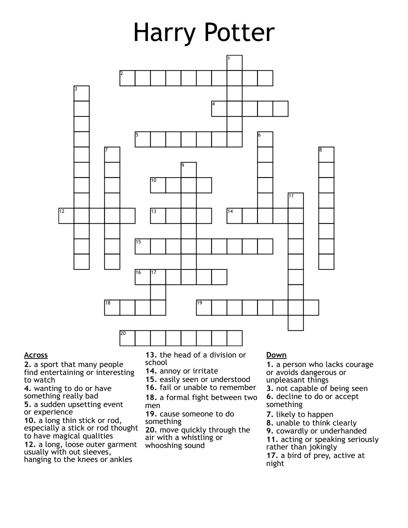 Harry Potter Crossword